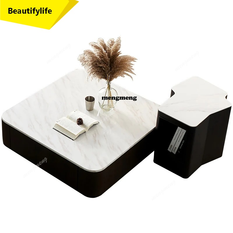 Coffee Tea Unit - Modern Square marble coffee table simple