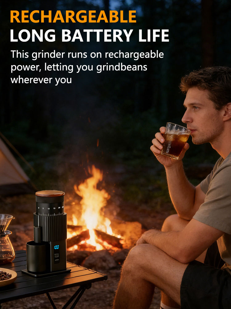 Burr Hand Grinder - Portable Electric Coffee Grinder Rechargeable Stainless