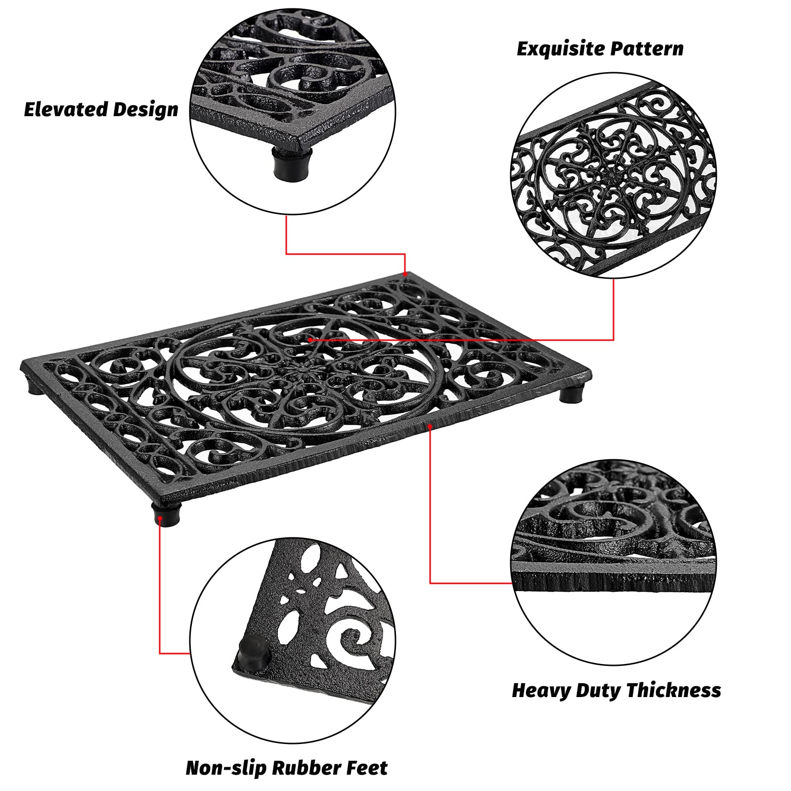 Rectangle Cast Iron Trivet Hea - Cast Iron Teapot 评论和价格