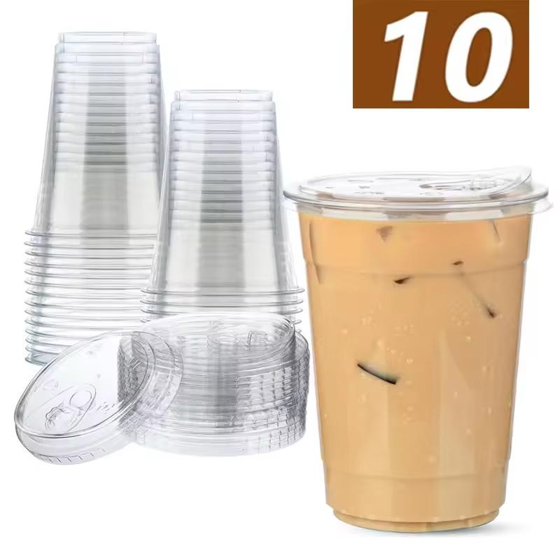 10pc Disposable PET Plastic Cu - Lemon Tea Coffee 评论和价格