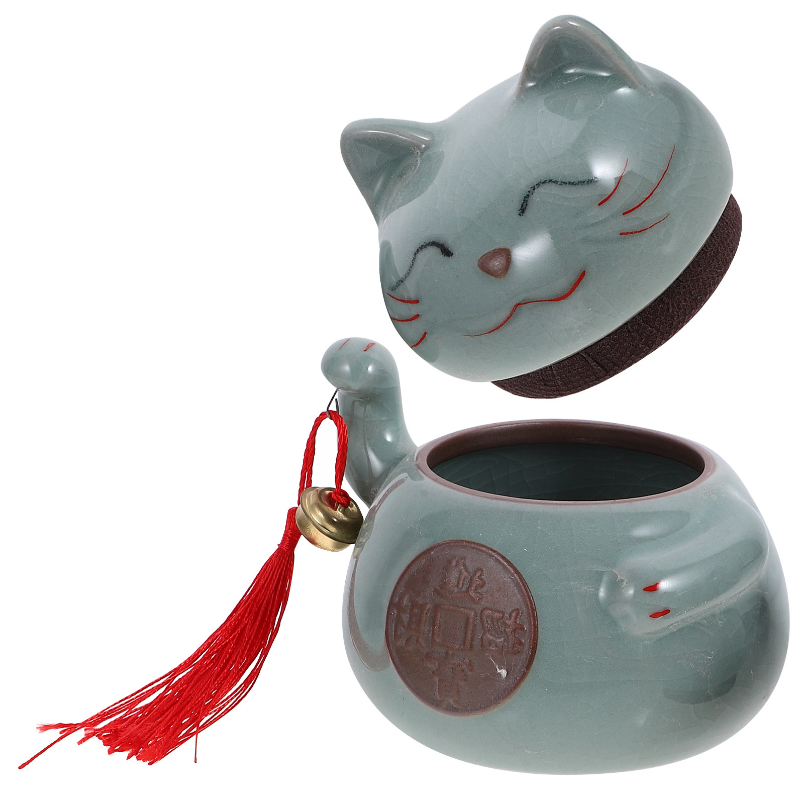 1Pcs Cat Shape Ceramic Tea Can - Tea Coffee Sugar Container 评论和价格