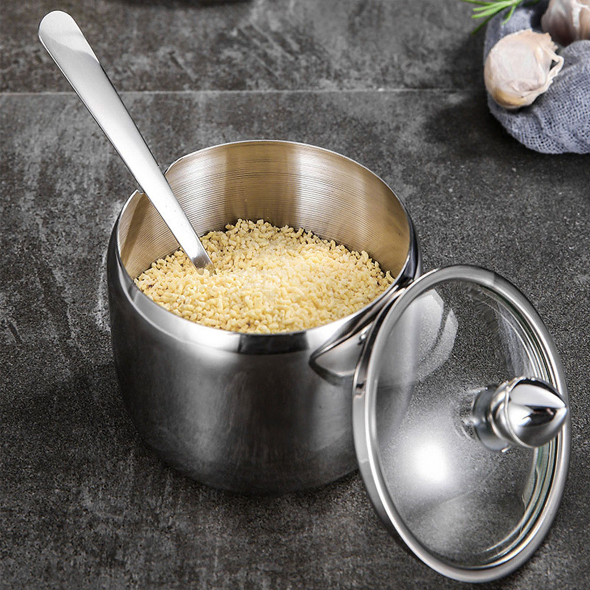 Stainless Steel Seasoning Jar  - Tea Coffee Sugar Container 评论和价格
