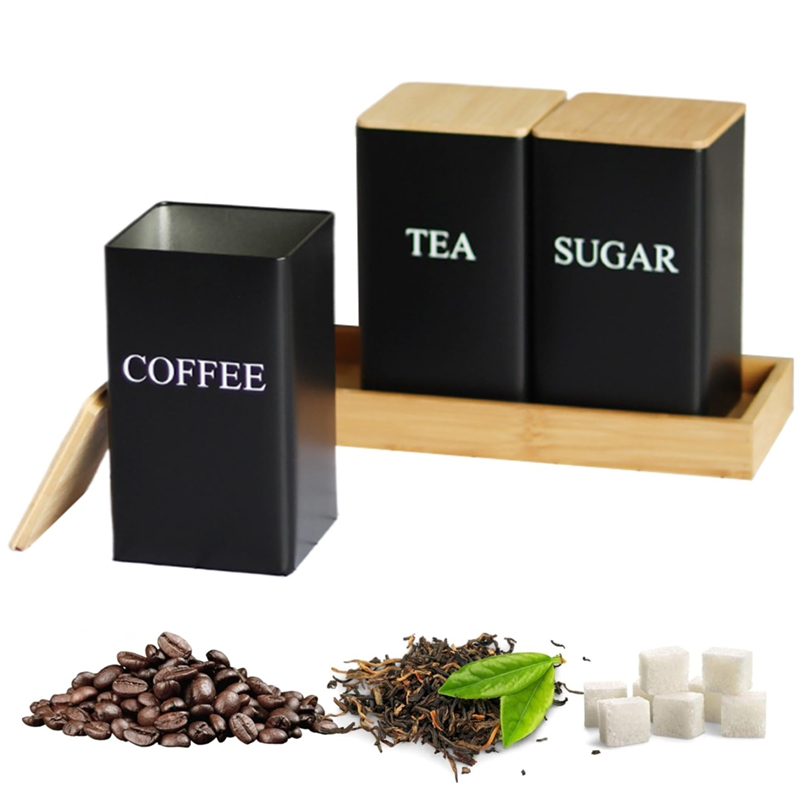 3PCS Set Tea Coffee Sugar Cani - Tea Coffee Sugar Container 评论和价格