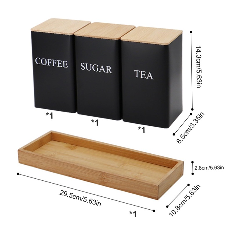 3PCS Set Tea Coffee Sugar Cani - Tea Coffee Sugar Container 评论和价格