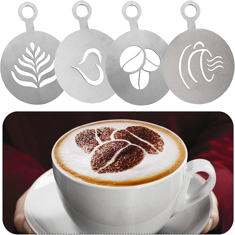 4 Pcs Stainless Steel Coffee S - Coffee Stencil Art 评论和价格