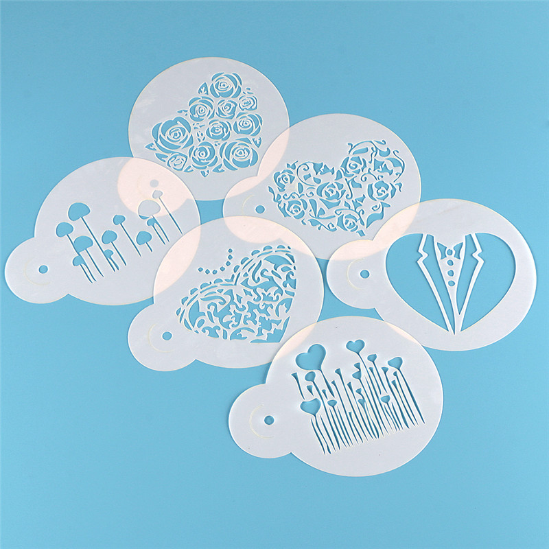 Aomily 6pcs/Set Valentine's Da - Coffee Stencil Art 评论和价格