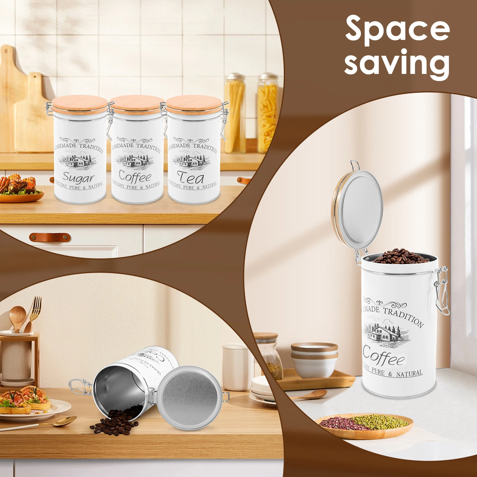 3Pcs/Set Tea Coffee Sugar Cani - Tea Coffee Sugar Container 评论和价格